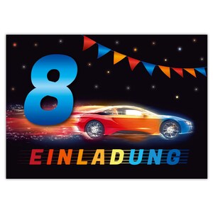 Einladungskarten zum 8. Kindergeburtstag Einladungen zum achten Geburtstag für Jungen Rennauto