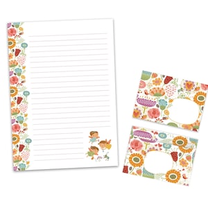 Set cancelleria formato A4 dolce fata fatine blocco lettere buste per bambine idea regalo compleanno regalo fiori