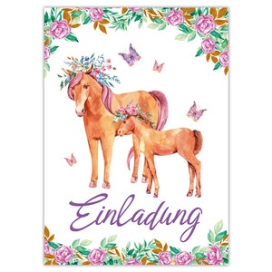 Einladungskarten zum Kindergeburtstag Einladungen zum Geburtstag für Mädchen Pferde