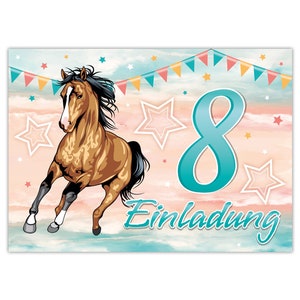 Einladungskarten zum 8. Kindergeburtstag Einladungen zum achten Geburtstag für Mädchen Pferd