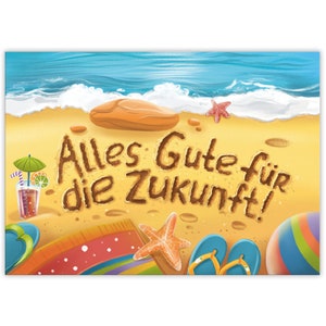 Abschiedskarte Grußkarte für Kollegen in XXL-Format (A4) mit Umschlag Strand Jobwechsel Kündigung Firmenwechsel Ruhestand Abiturprüfung