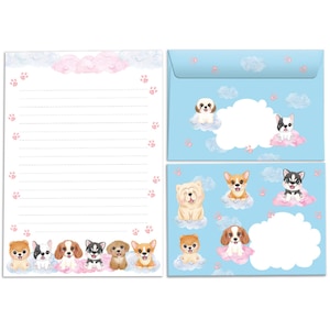 Set de papelería, sobres para bloc de notas para niños, niñas, perros, A5