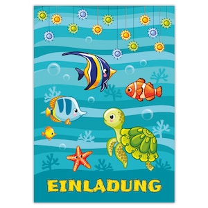 Einladungskarten zum Kindergeburtstag Einladungen für Jungen Mädchen Fische