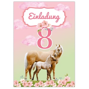 Einladungskarten zum 8. Kindergeburtstag Einladungen zum achten Geburtstag für Mädchen Pferd