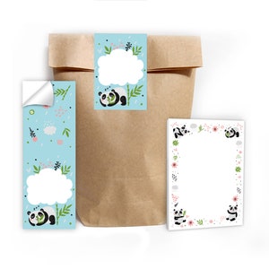 Mitgebsel-Set Tüten + Mini-Notizblöcke + Aufkleber kleine Gastgeschenke für Kindergeburtstag Mädchen Jungen Panda Geschenke für Partygäste