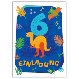Einladungskarten zum 6. Kindergeburtstag Einladungen zum sechsten Geburtstag für Jungen Dinosaurier Dino