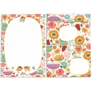 Juego de papelería, bloc de notas, bloques, sobres para niños, niñas, hadas, bloc de notas A5, idea de regalo, papel de escribir