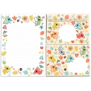 Briefpapier-Set Koala Briefblock Blöcke Umschläge für Kinder für Mädchen Jungen Jungs A5 Tiere Blumen Geschenk Idee