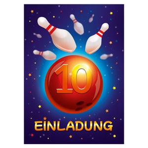 Einladungskarten zum 10. Kindergeburtstag Einladungen zum zehnten Geburtstag für Mädchen Bowling Bowling-Party