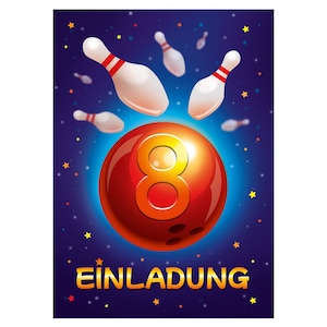 Einladungskarten zum 8. Kindergeburtstag Einladungen zum achten Geburtstag für Mädchen Jungen Bowling Bowling-Party