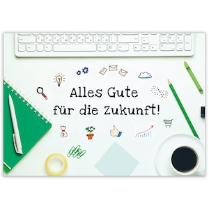 Abschiedskarte für Kollegen Kollegin in XXL-Format (A4) mit Umschlag Jobwechsel Kündigung Mutterschutz Ruhestand Firmenwechsel Grußkarte