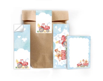 Party Favor Set Bags + Mini Notepads + Bookmarks + Stickers Small Party Favors for Children's Birthday for Girls Boys Farm