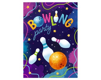 Einladungskarten zum Kindergeburtstag Einladungen zum Geburtstag für Mädchen Jungen Bowling Bowling-Party