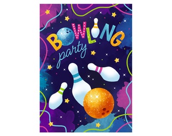 Children's birthday invitations Birthday invitations for girls boys Bowling Bowling party