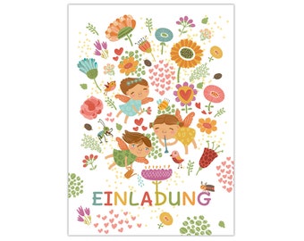 Invitation cards for children's birthday invitations for girls fairies