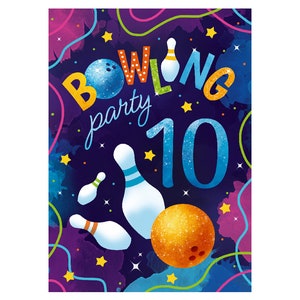Einladungskarten zum 10. Kindergeburtstag Einladungen zum zehnten Geburtstag für Mädchen Bowling Bowling-Party