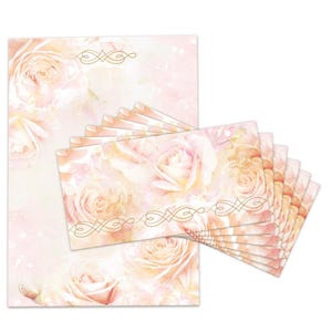 Briefpapier Set A4 Druckpapier mit Umschlägen Blumen Kopierpapier für Korrespondenz Firmenpost Briefbogen Papier Einladung Hochzeit Rosen
