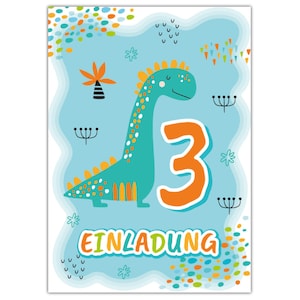 Einladungskarten zum 3. Kindergeburtstag Einladungen zum dritten Geburtstag für Jungen Mädchen Dinosaurier Dino