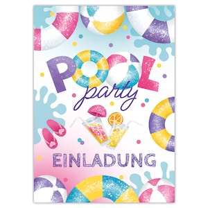 Einladungskarten zum Kindergeburtstag Einladungen zum Geburtstag für Mädchen Jungen Schwimmbad Pool-Party