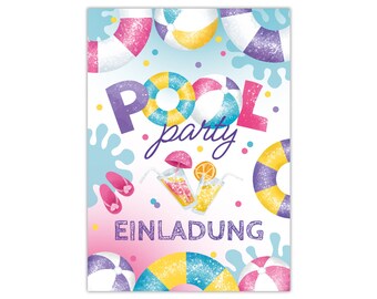 Children's birthday invitations Birthday invitations for girls boys swimming pool pool party