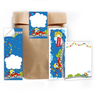 Party Favor Set Bags + Mini Notepads + Bookmarks + Stickers Small Party Favors for Children&#39;s Birthday for Boys Racing Car