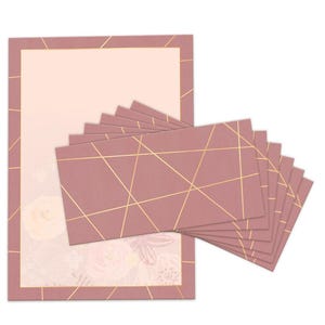 Briefpapier Set A4 Druckpapier Umschläge Blumen Kopierpapier Korrespondenz Firmenpost Briefbogen Papier Einladung Pastell Vintage Gold rot