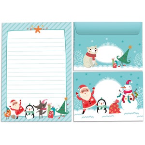 Juego de papelería navideña, bloques, sobres, motivo navideño para niños, niñas y niños, lista de deseos de Papá Noel para Papá Noel A5