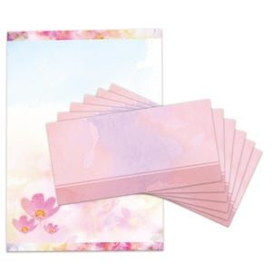Briefpapier Set A4 Druckpapier mit Umschlägen Blumen Kopierpapier für Korrespondenz Firmenpost Briefbogen Papier Einladung Pastell Aquarell