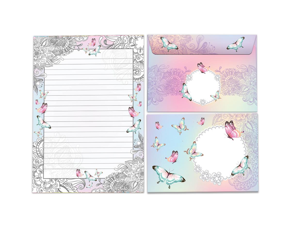 Briefpapier-Set A4 lustige süßes Panda Briefblock Blöcke Umschläge für Kinder Mädchen Geschenk Idee Gastgeschenk zum Geburtstag Pastell TOP