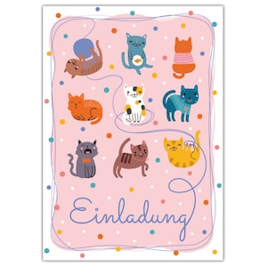 Einladungskarten zum Kindergeburtstag Einladungen zum Geburtstag für Mädchen Katzen