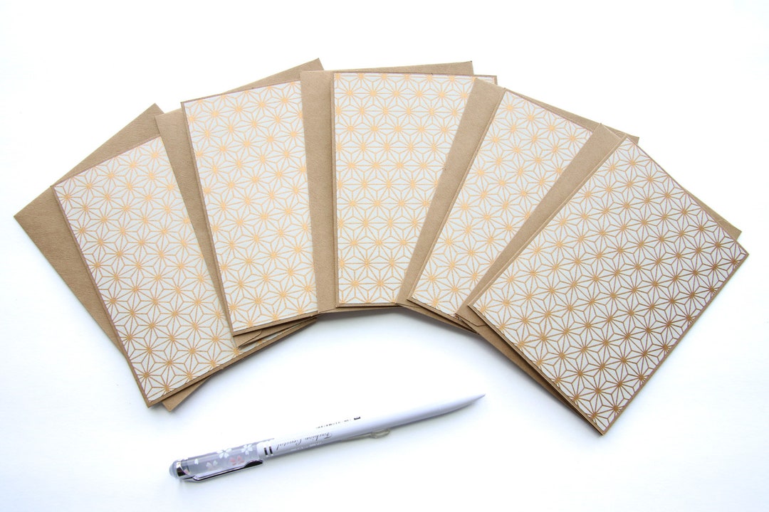 Handmade Elegant White & Gold Greeting Cards Set With Envelopes Thank ...