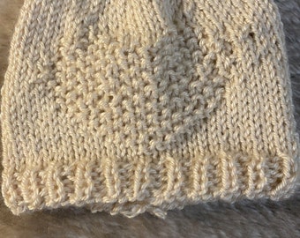 Cable Loveheart Baby Beanie