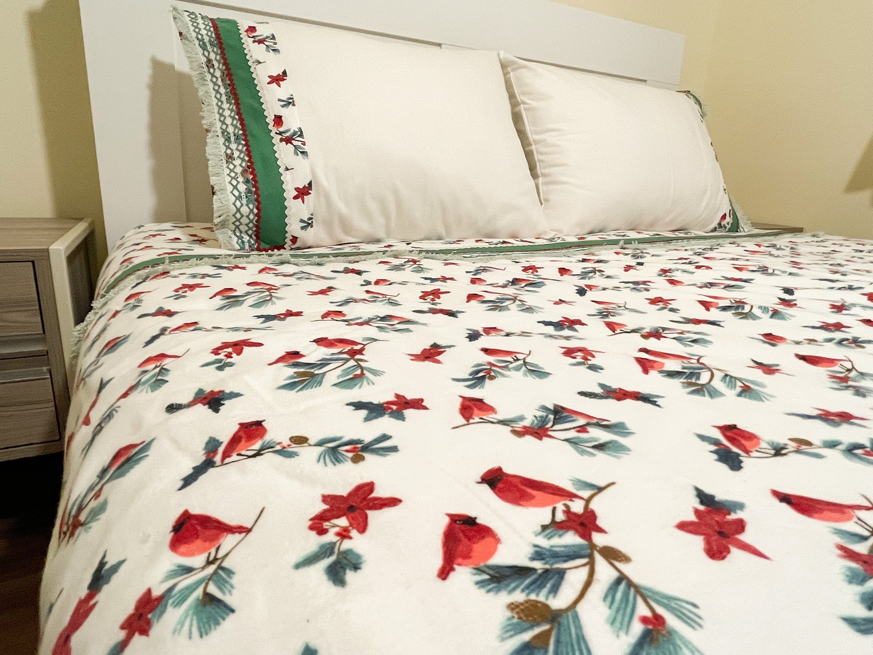 Shabby Chic Bedding Cotton Queen Red 