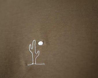 Gesticktes Kaktus-T-Shirt | Unisex Minimalistisches Wüsten-Shirt