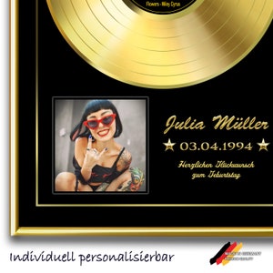 Goldene Schallplatte personalisierbar mit Bild und Wunschtext, Auszeichnung und Geschenkidee für den Mann, Frau, Geschenk Poster Papa, Mama Bild 5