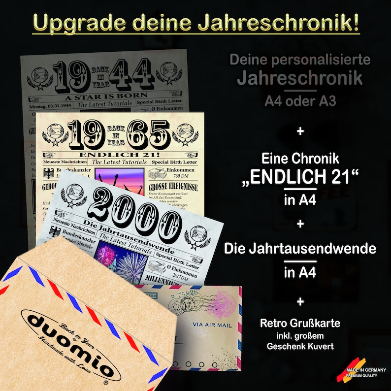 1944 Geschenk zum 80. Geburtstag für Senioren, tolle Geschenkidee, Frau, Chronik, Karte, Jubiläum, persönlich-6 Felder personalisierbar Bild 5