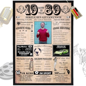 1989 - 6 campi possono essere personalizzati con un'immagine! Regalo di compleanno per fratello o sorella, ottima idea regalo, biglietto, anniversario