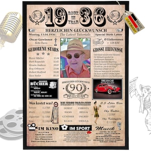 1936 personalisiertes Geschenk zum 90. Geburtstag für Mann, Frau, Opa & Oma, tolle Geschenkidee,  Karte, Jubiläum, Retro Vintage-6 Felder!