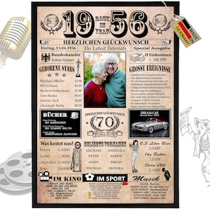 70 Geburtstag 1956 - 6 Felder personalisierbar mit Bild! Geschenk zum 70.Geburtstag für Opa & Oma, Vater tolle Geschenkidee, Karte, Jubiläum