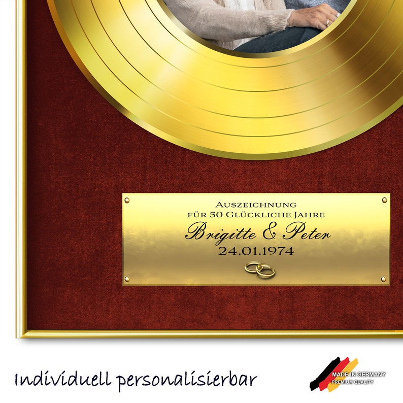 Golden wedding record customizable with picture and desired text, award / gift idea for men, women, gift image 5
