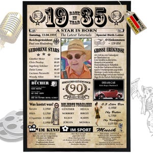Cadeau d'anniversaire personnalisé 90e anniversaire 1935 pour homme, femme, grand-père ou grand-mère, excellente idée cadeau, carte, anniversaire, rétro vintage-6 champs !