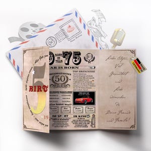 Geburtstagskarte 1975 zum 50. Geburtstag für Mama, Papa Oma oder Opa, selbst personalisierbar! tolle Geschenkidee, Grußkarte, Jubiläum