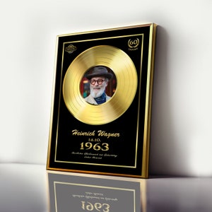 Disco de oro de cumpleaños personalizable con imagen y texto deseado, idea de premio / regalo para hombres, mujeres, regalo