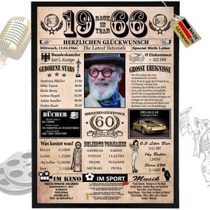60 Geburtstag 1966 - 6 Felder personalisierbar mit Bild! Geschenk zum 60. Geburtstag für Vater, Mutter, tolle Geschenkidee, Karte, Jubiläum
