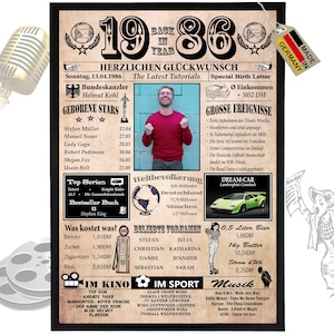 1986 - 6 campi possono essere personalizzati con un'immagine! Regalo di compleanno per fratello o sorella, ottima idea regalo, biglietto, anniversario