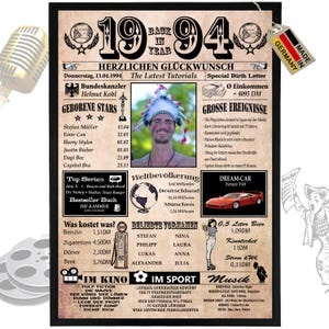 1994 - 6 campi possono essere personalizzati con un'immagine! Regalo di compleanno per fratello o sorella, ottima idea regalo, biglietto, anniversario