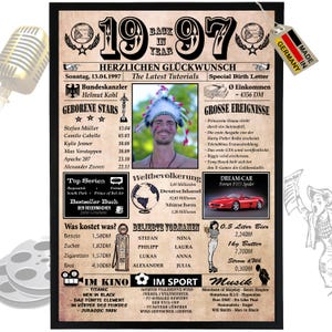 1997 - 6 campi possono essere personalizzati con un'immagine! Regalo di compleanno per fratello o sorella, ottima idea regalo, biglietto, anniversario