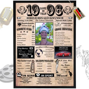 1996 - 6 campi possono essere personalizzati con un'immagine! Regalo di compleanno per fratello o sorella, ottima idea regalo, biglietto, anniversario