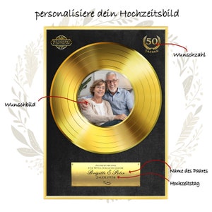 Golden wedding record customizable with picture and desired text, award / gift idea for men, women, gift image 2