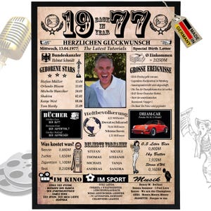 1977 - 6 Felder personalisierbar mit Bild! Geschenk zum Geburtstag für Bruder, Schwester, tolle Geschenkidee, Karte, Jubiläum